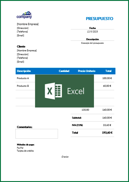 Plantilla Presupuesto Excel Gratis