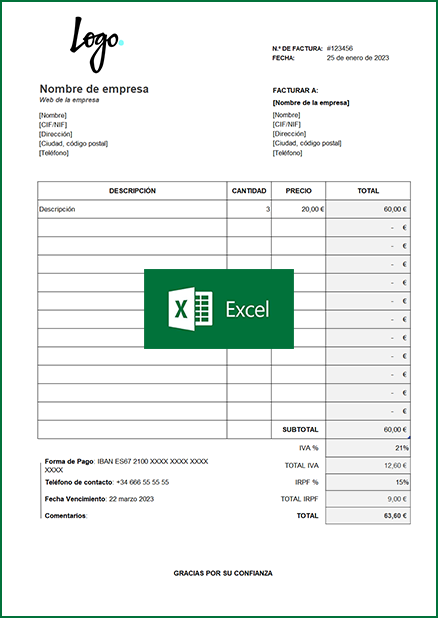 Factura autónomo en Excel