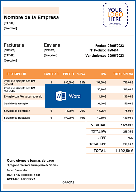 Modelo Factura Aut nomo En Word Excel Y Pdf GBBG Modelo Factura Aut nomo En Word Excel Y Pdf GBBG
