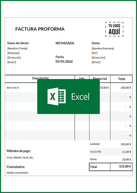Modelo factura proforma Excel
