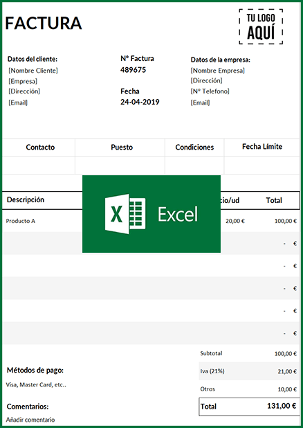 Factura en Excel básica