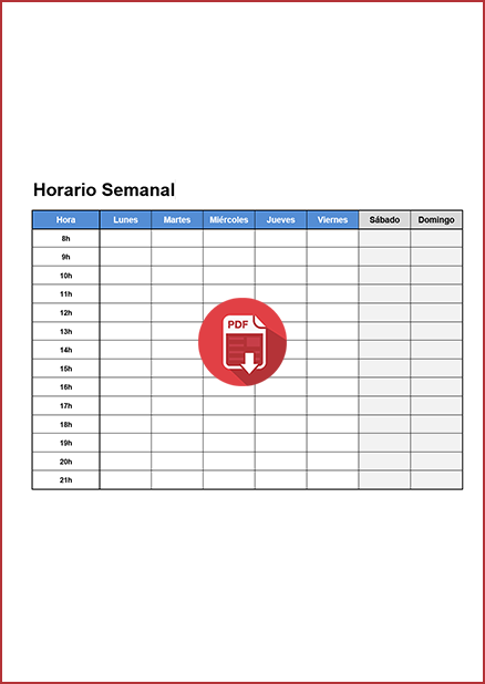 Horario Semanal Horizontal PDF