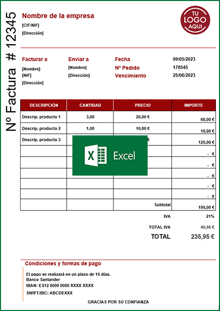 Plantilla de factura en Excel nº4